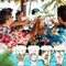 48 Pcs Hawaiian Luau Party Disposable Coffee Cups with Lids, 16 oz Summer Paper To Go Coffee Cups, Tropical Floral Hibiscus Palm Tree